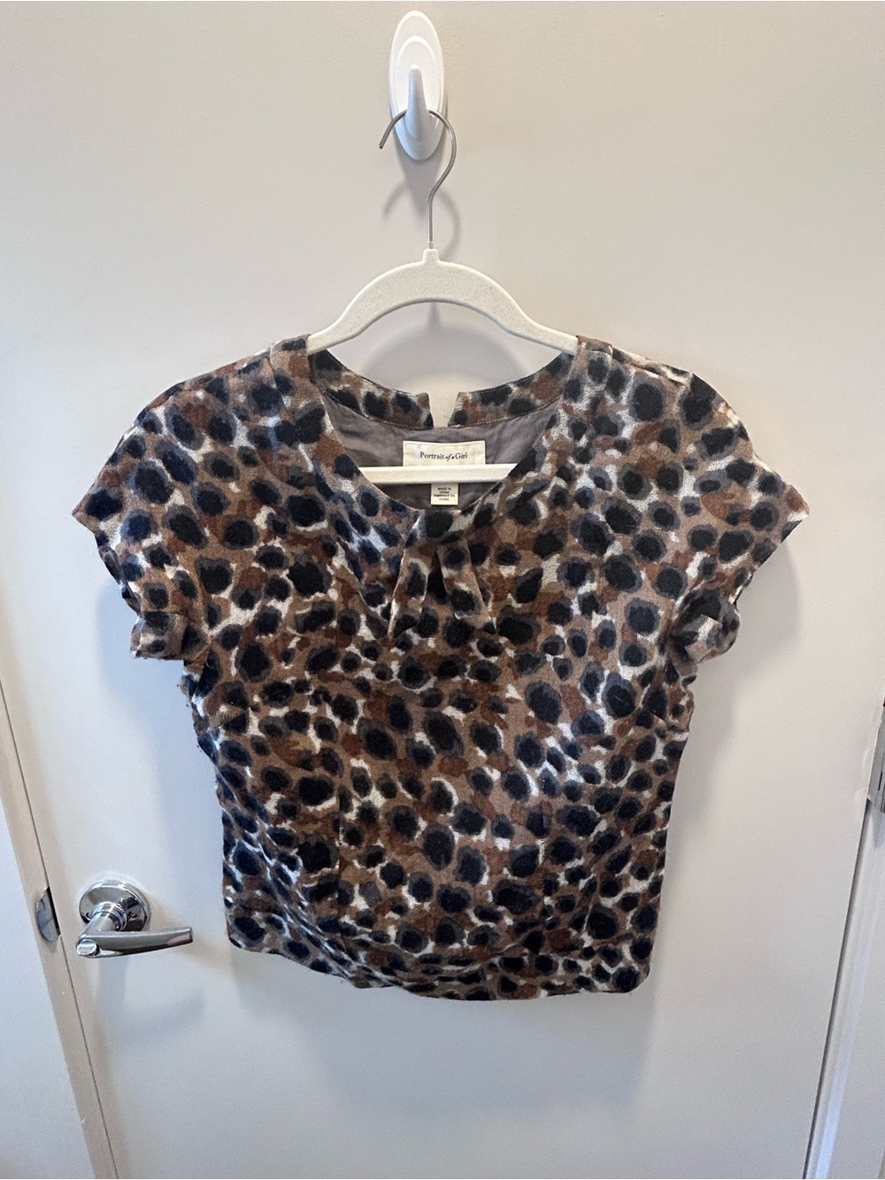 Anthropologie Leopard Print Short Sleeve Tee in Brown and Black